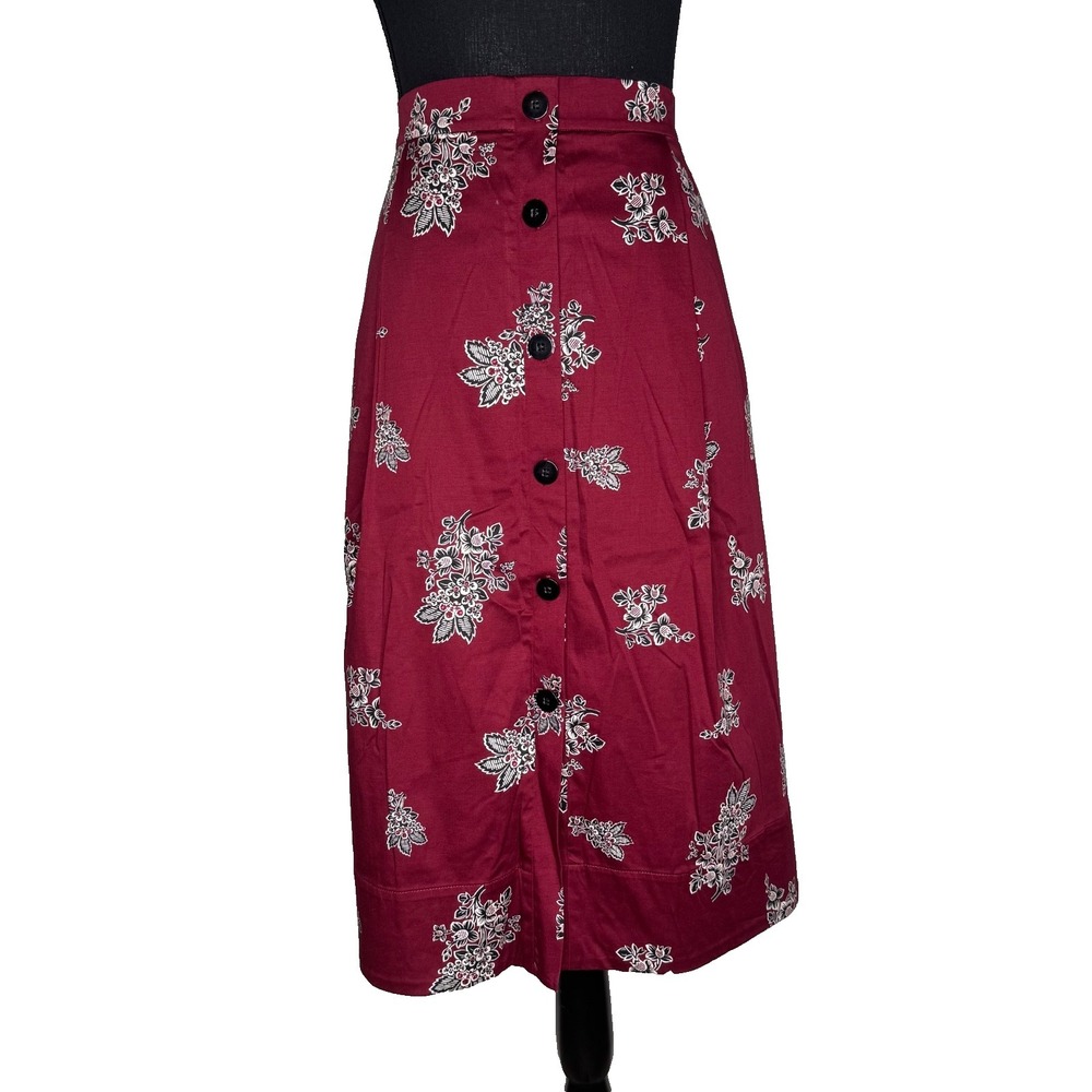 Ann Taylor Floral Midi Skirt Pockets Workwear‎ Feminine Career Size 14